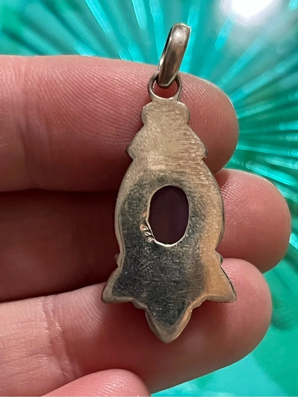 Vintage Sterling Silver 925 Natural Lavender Amethyst Pendant